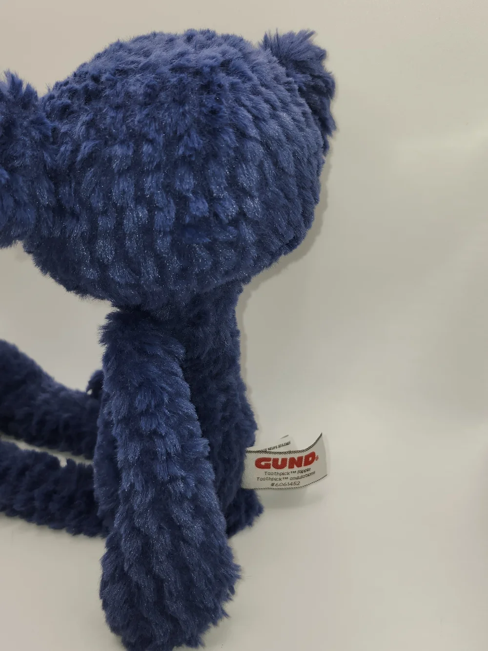 GUND Toothpick Ripple Blue Teddy Bear Slender Textured Fur Plush Toy 15 inch